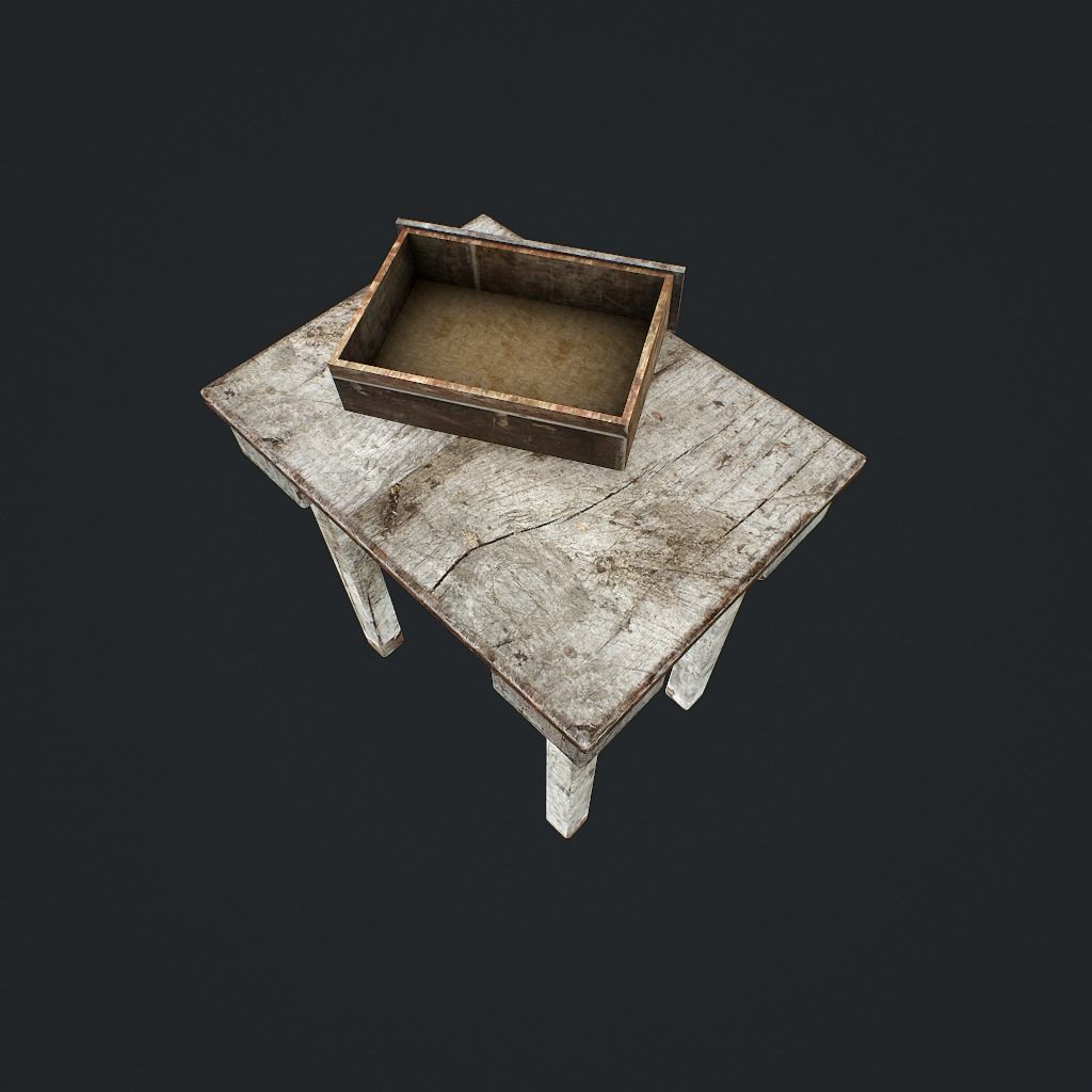Old Table Low-poly 3D model_16