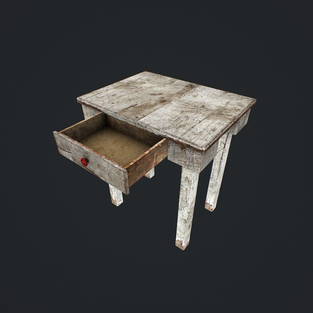 Old Table Low-poly 3D model_10