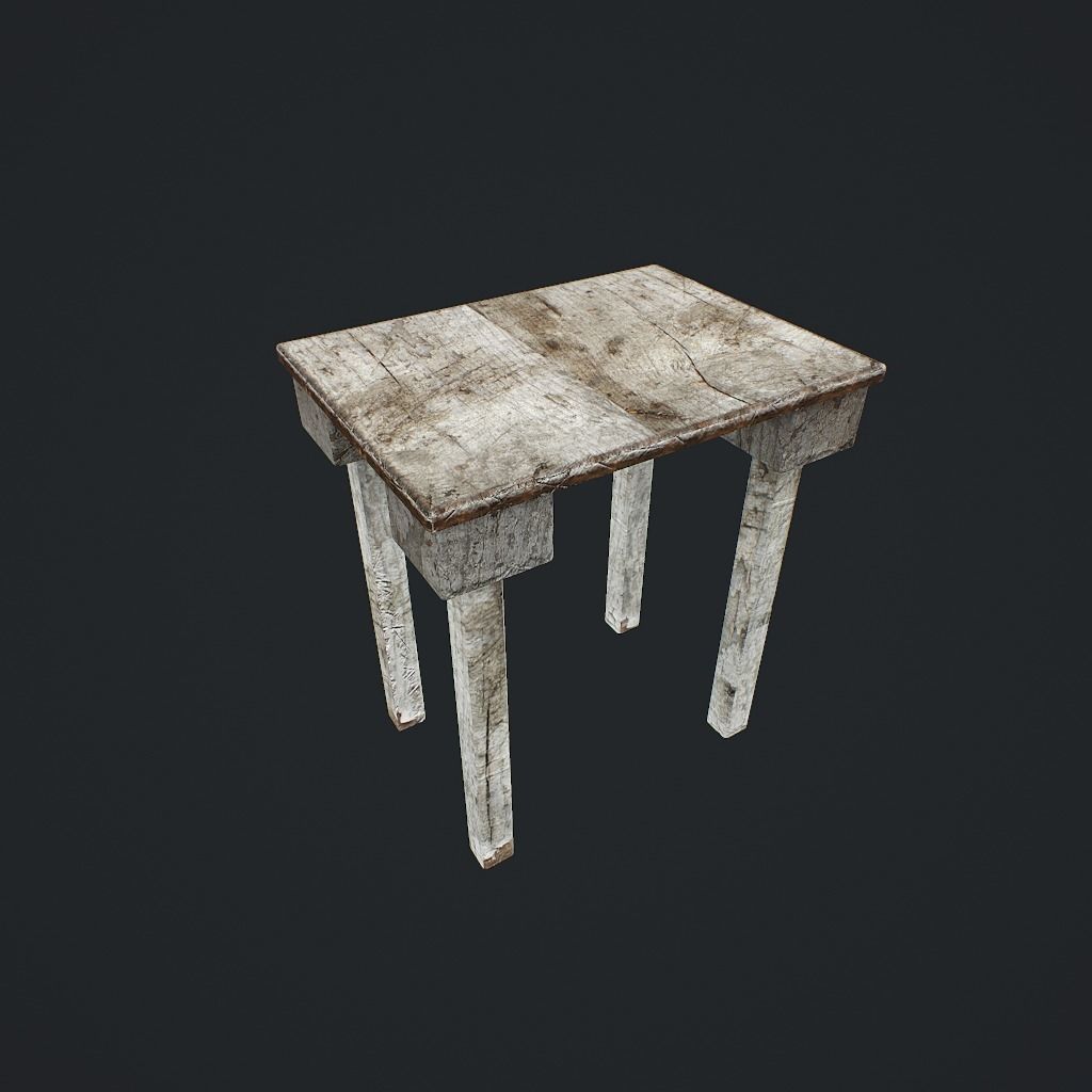 Old Table Low-poly 3D model_4