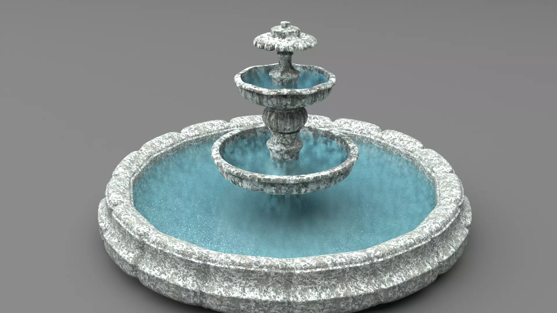 fountain with water 3D model_0