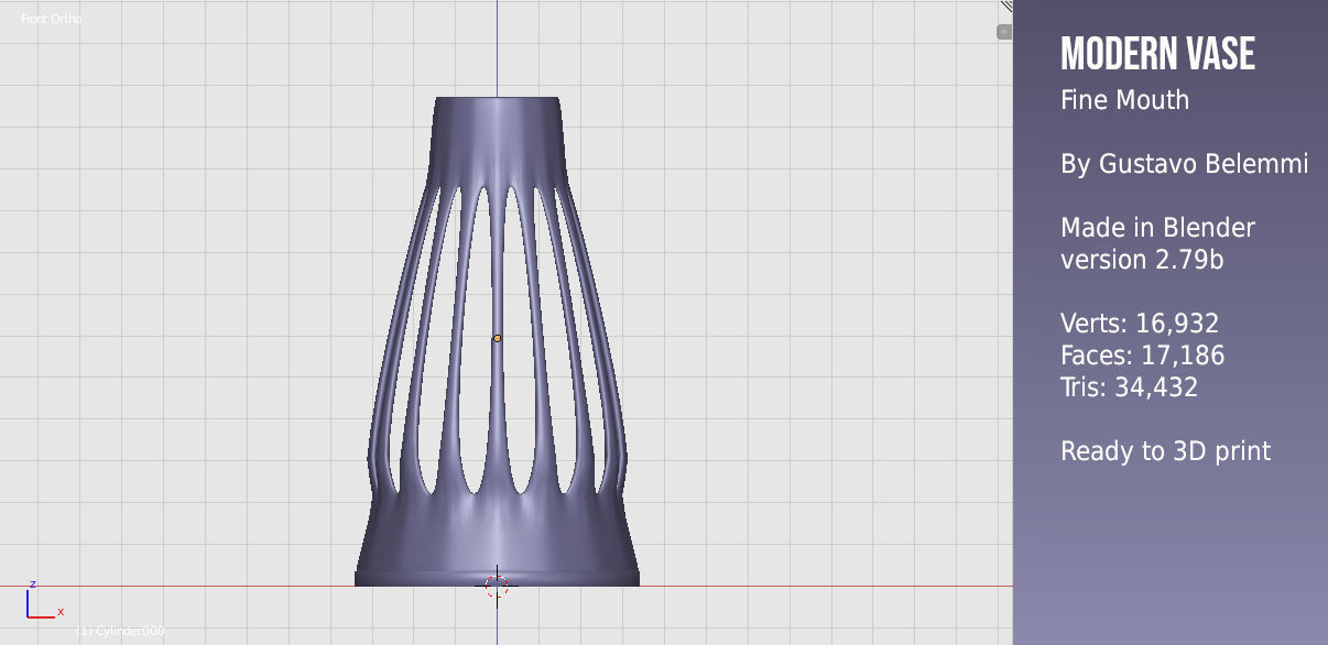Modern Vase Fine Mouth 3D print model_5