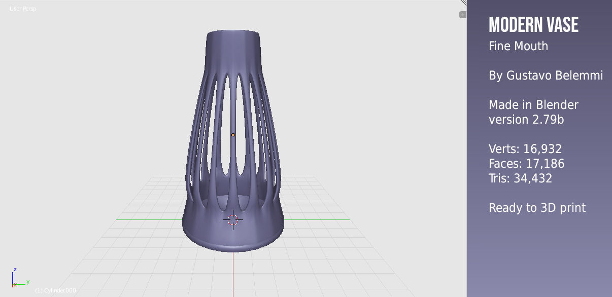 Modern Vase Fine Mouth 3D print model_2