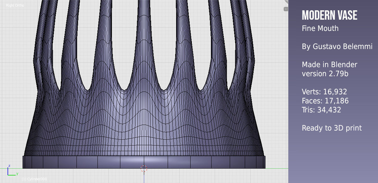 Modern Vase Fine Mouth 3D print model_9