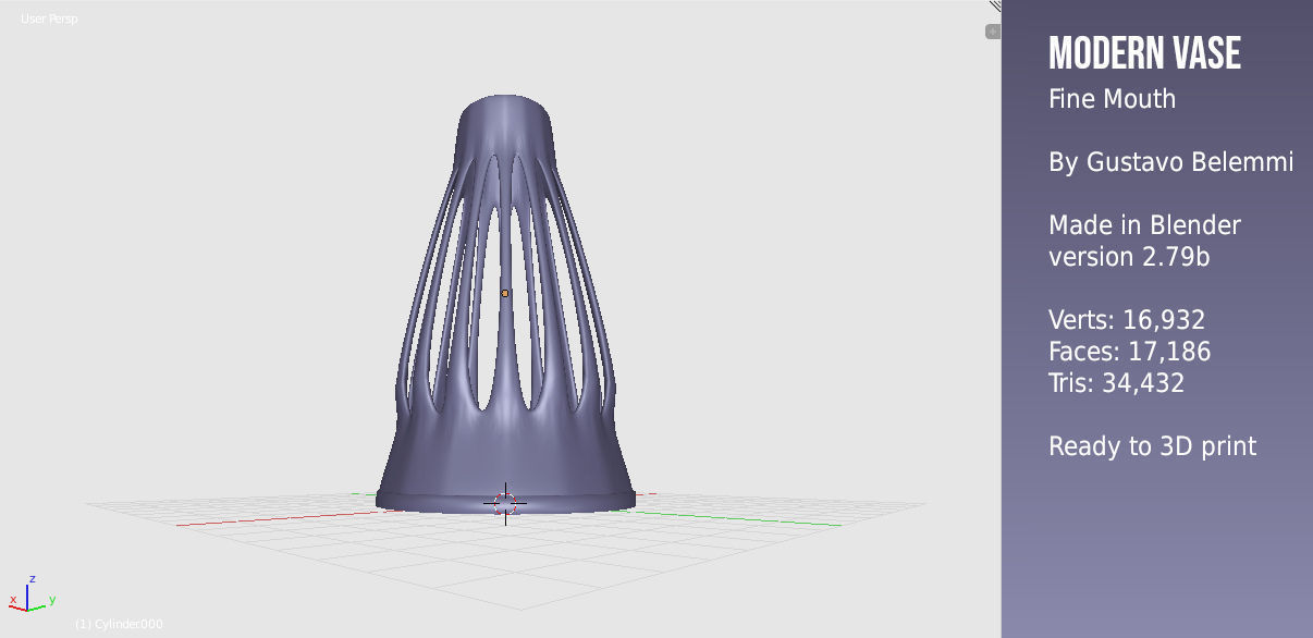 Modern Vase Fine Mouth 3D print model_4
