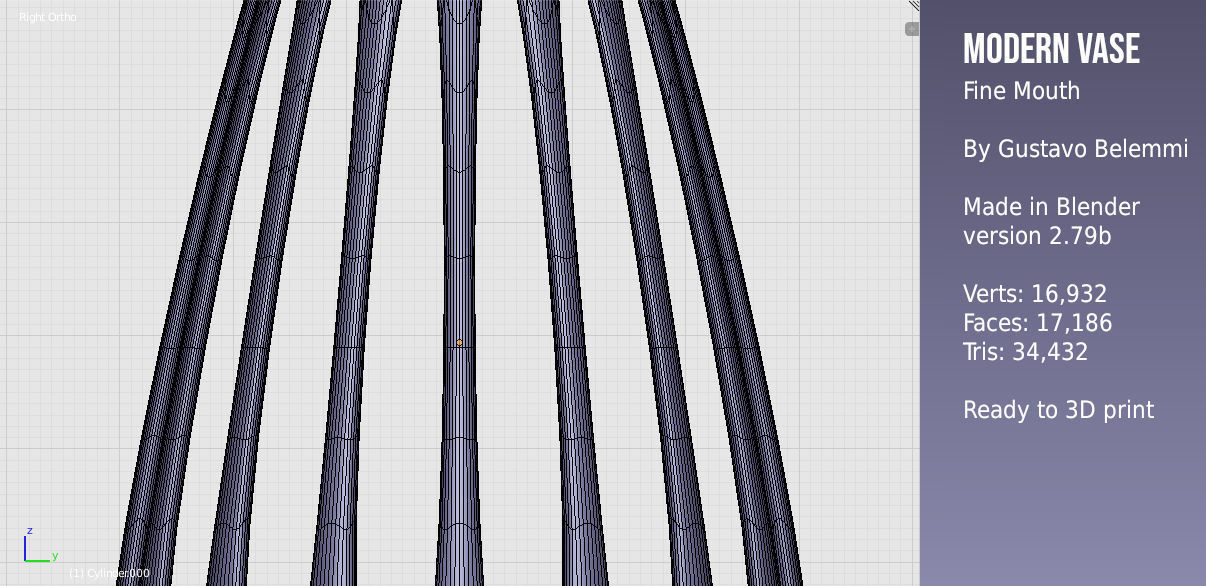 Modern Vase Fine Mouth 3D print model_8