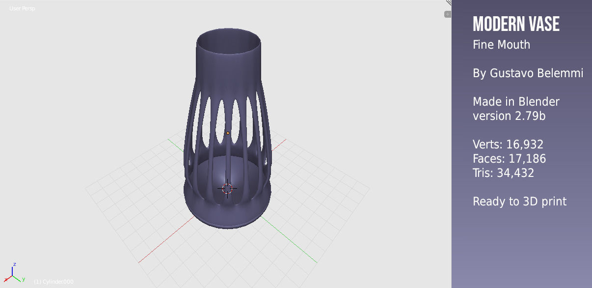 Modern Vase Fine Mouth 3D print model_3