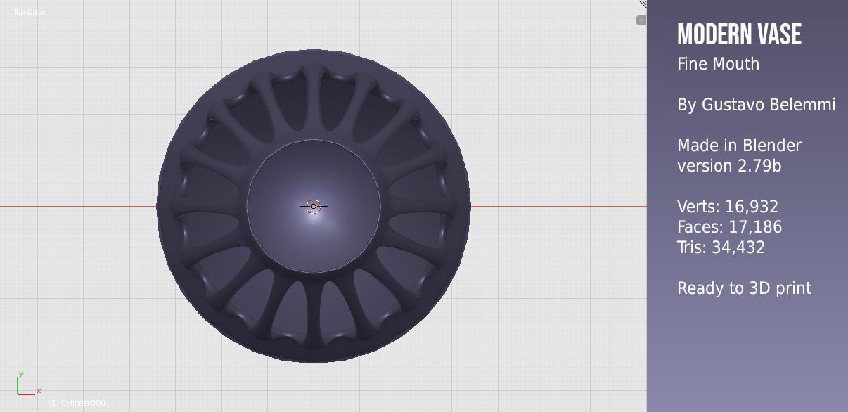 Modern Vase Fine Mouth 3D print model_6