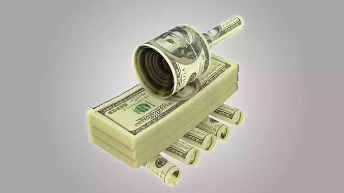 dollar-tank stack of dollar bills