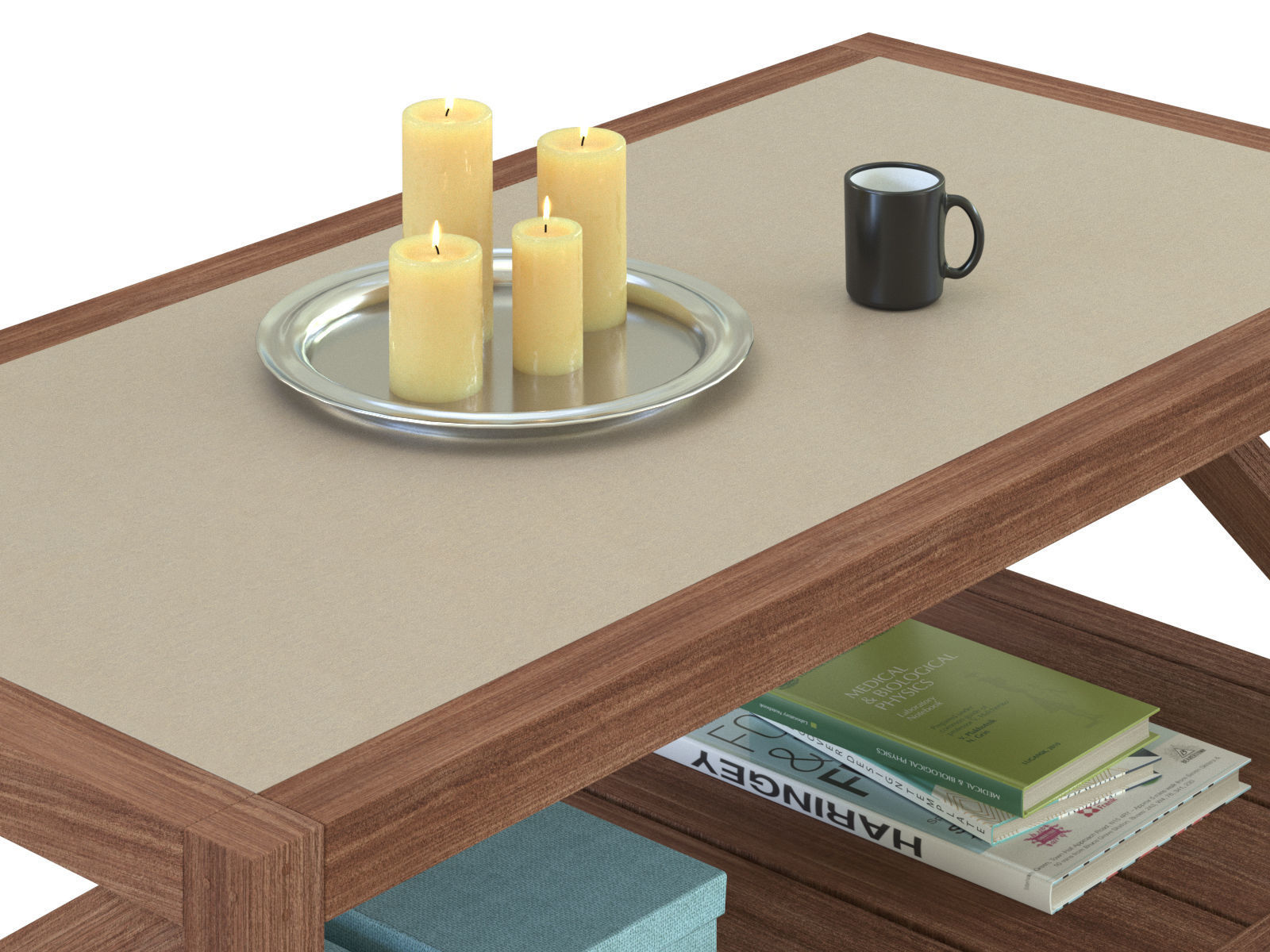 Grove rectangular coffe table potterybarn 3D model_2