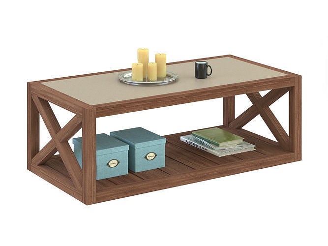 Grove rectangular coffe table potterybarn 3D model
