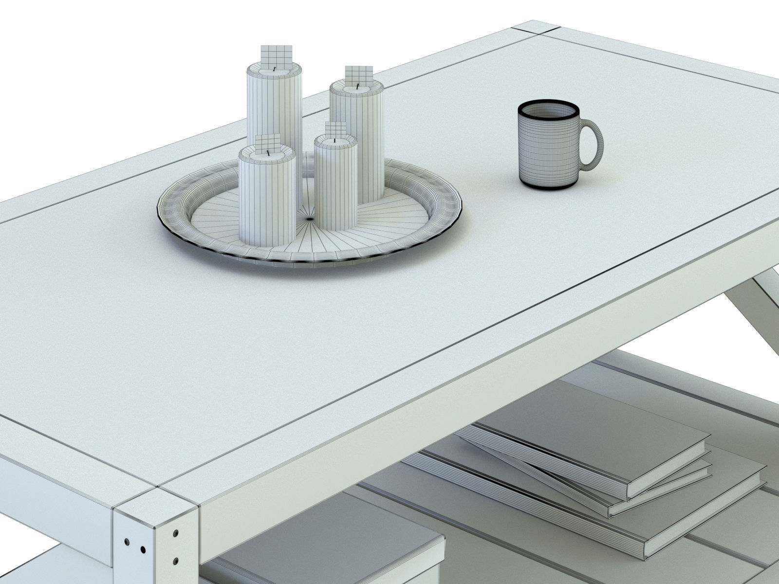 Grove rectangular coffe table potterybarn 3D model_3