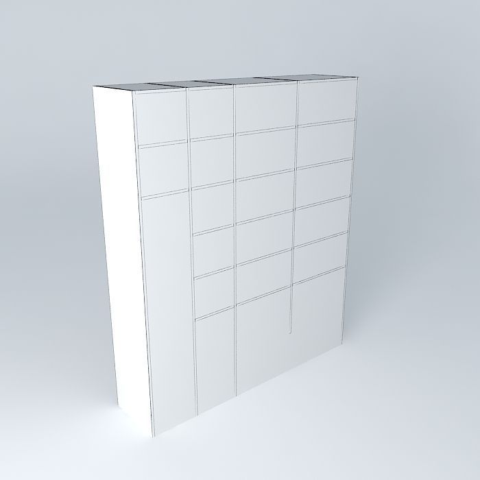 furniture wooden bookcase with shelves 3D model_4