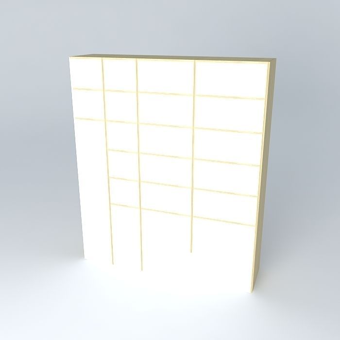 furniture wooden bookcase with shelves 3D model_1