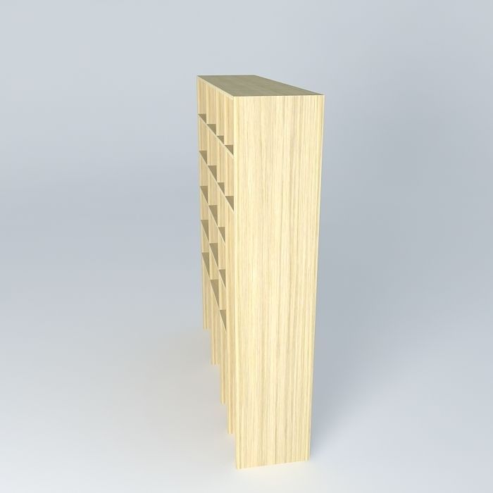 furniture wooden bookcase with shelves 3D model_2