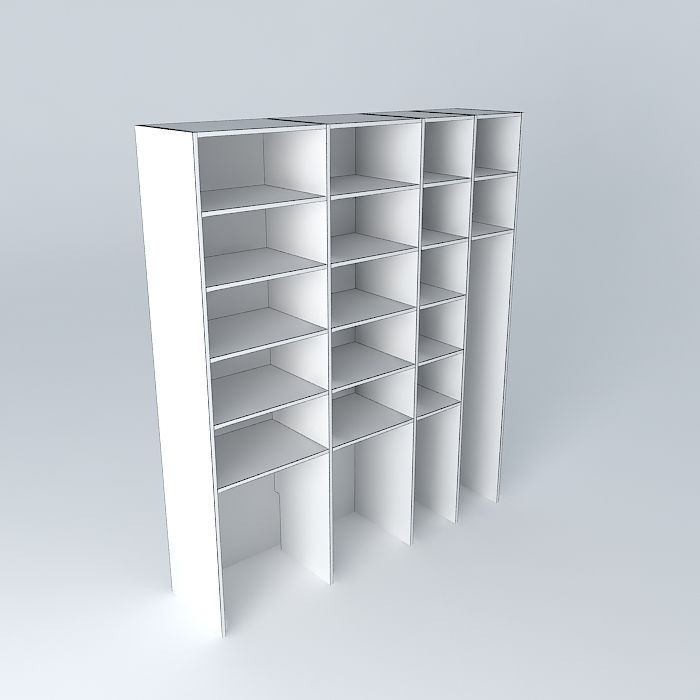 furniture wooden bookcase with shelves 3D model_3