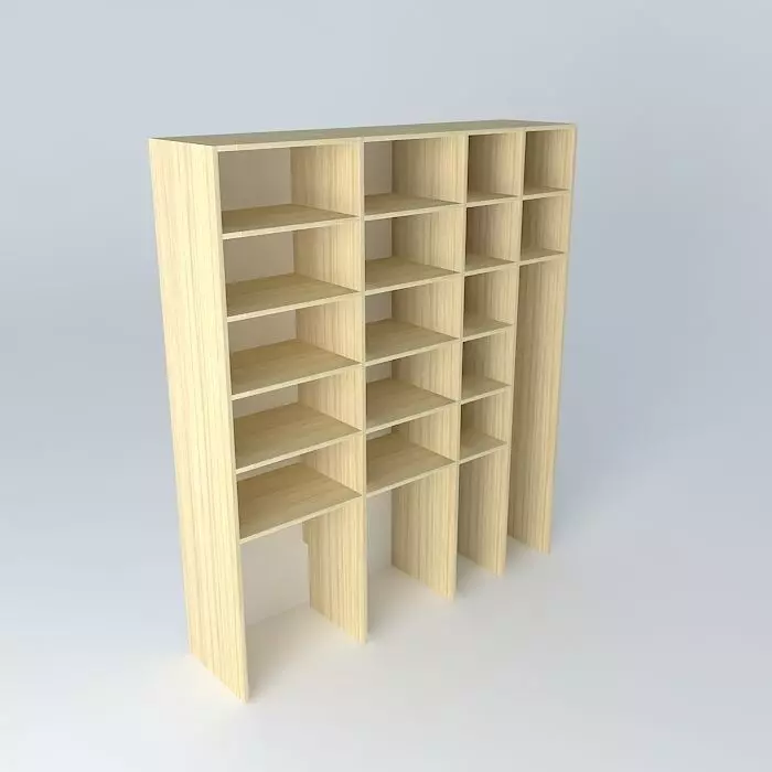 furniture wooden bookcase with shelves 3D model_0