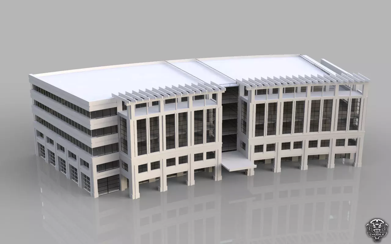 Hospital design building Low-poly 3D model_0