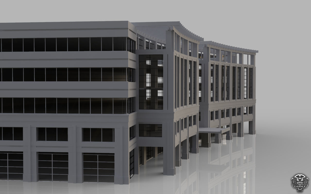 Hospital design building Low-poly 3D model_5