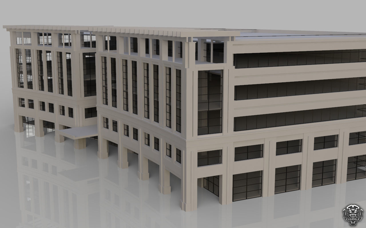 Hospital design building Low-poly 3D model_7