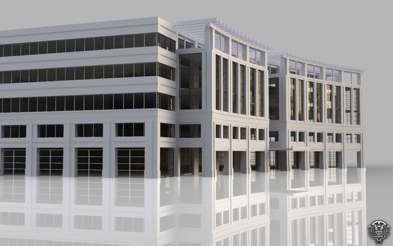 Hospital design building Low-poly 3D model_1