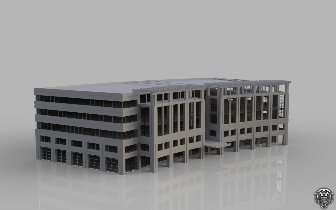 Hospital design building Low-poly 3D model_6