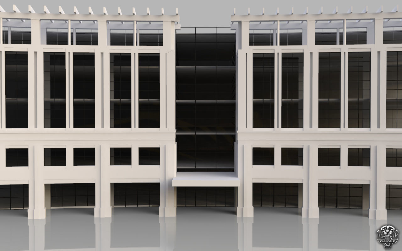 Hospital design building Low-poly 3D model_2