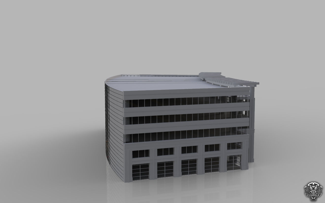 Hospital design building Low-poly 3D model_8