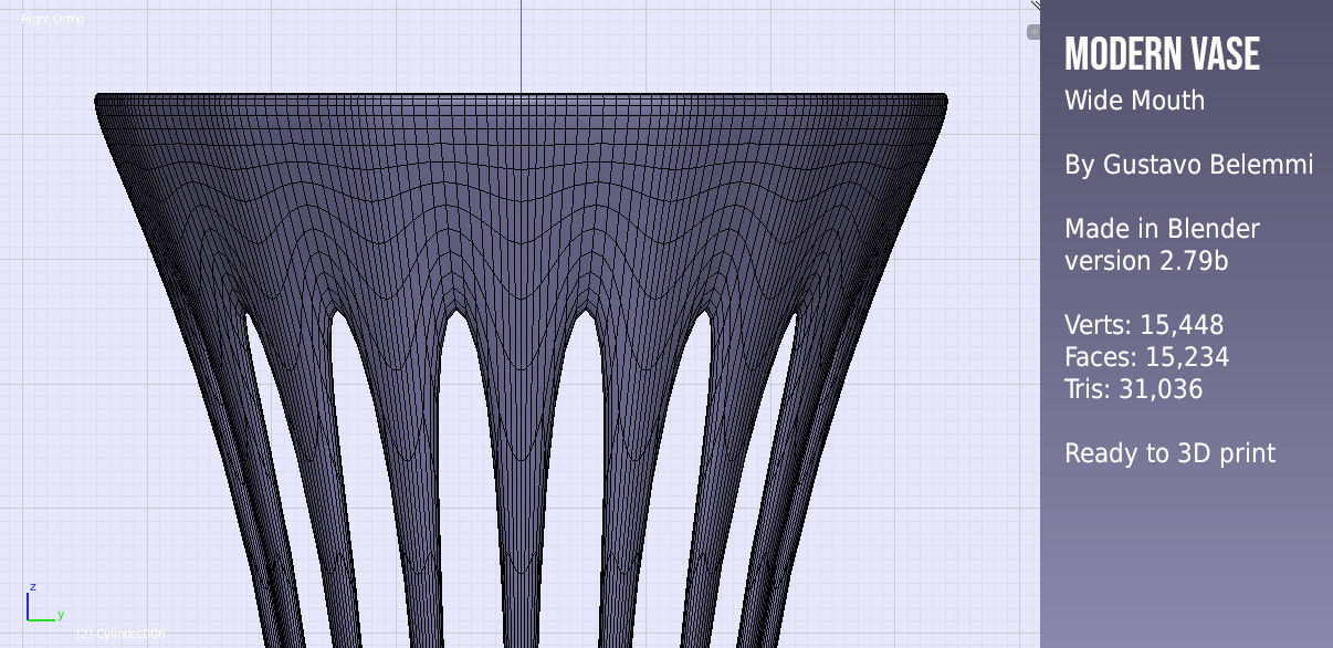 Modern Vase Wide Mouth 3D print model_7