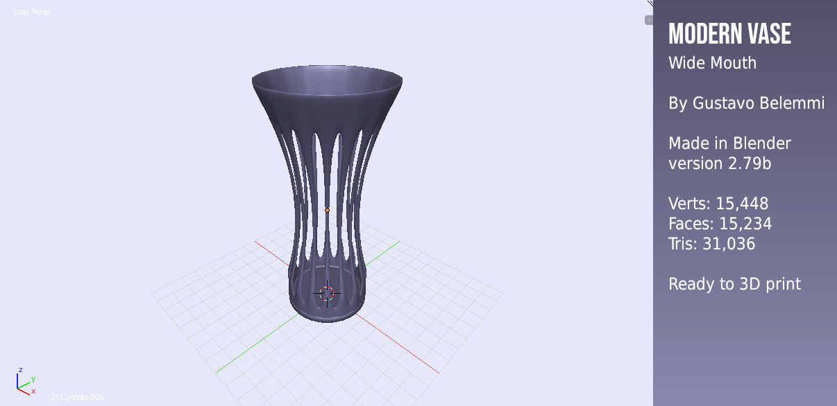 Modern Vase Wide Mouth 3D print model_3
