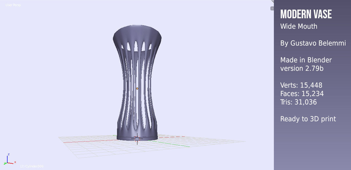 Modern Vase Wide Mouth 3D print model_4