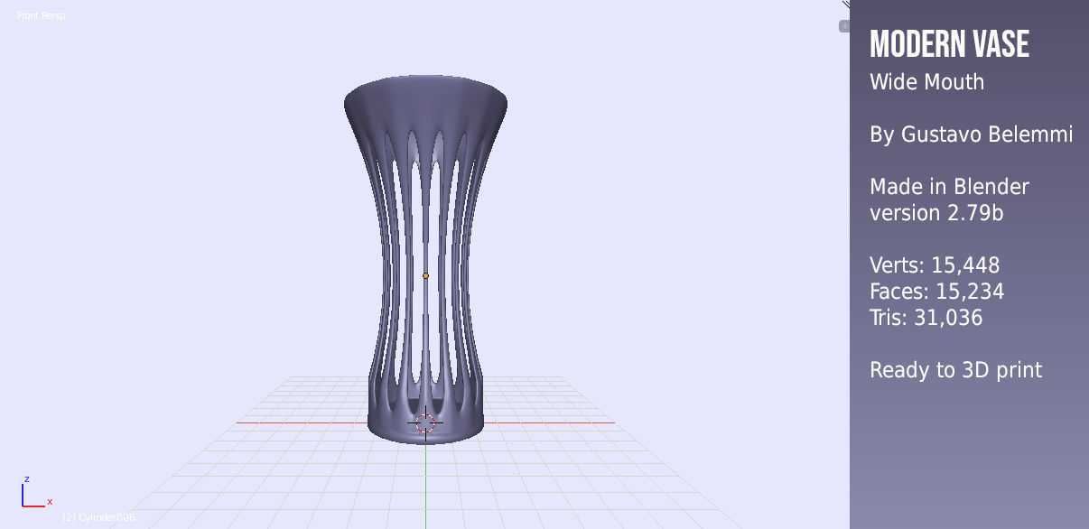 Modern Vase Wide Mouth 3D print model_2