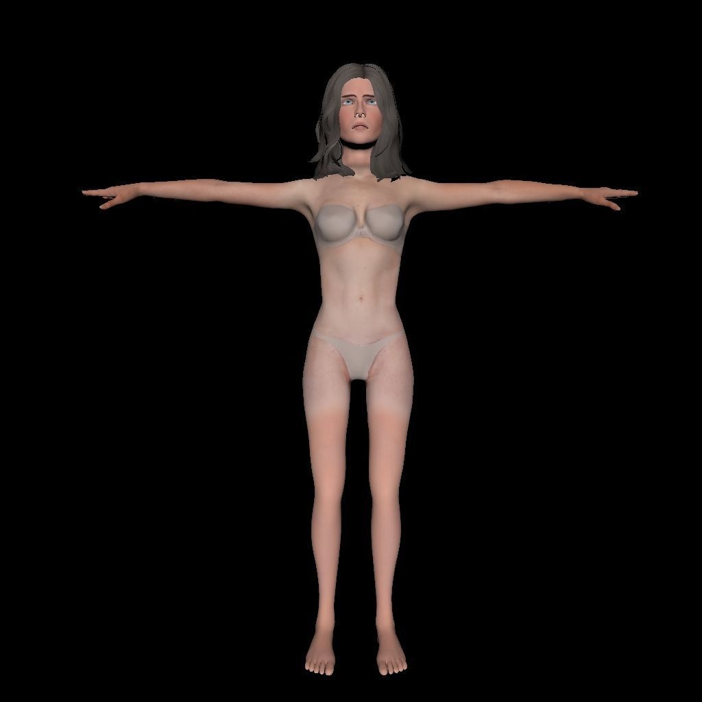 Female Body Character Low-poly 3D model_3
