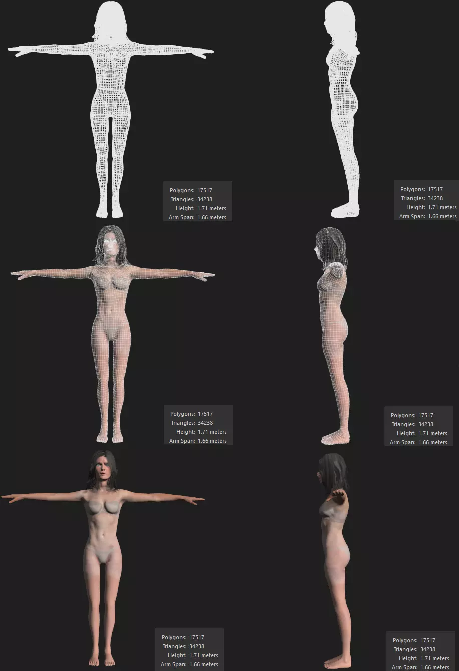 Female Body Character Low-poly 3D model_0