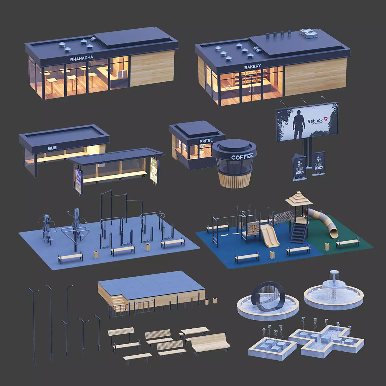 Exterior elements 3D model_0