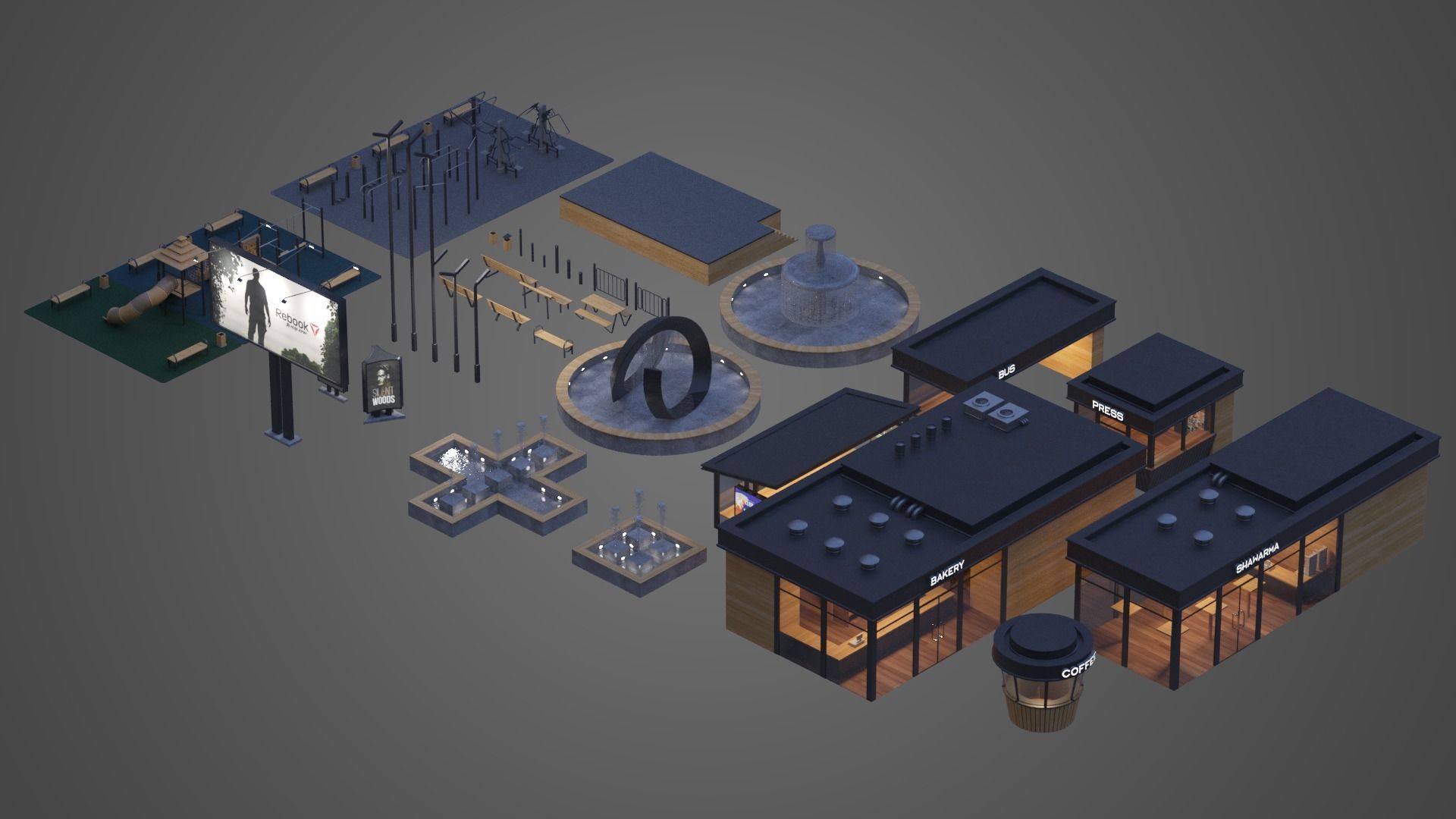 Exterior elements 3D model_2