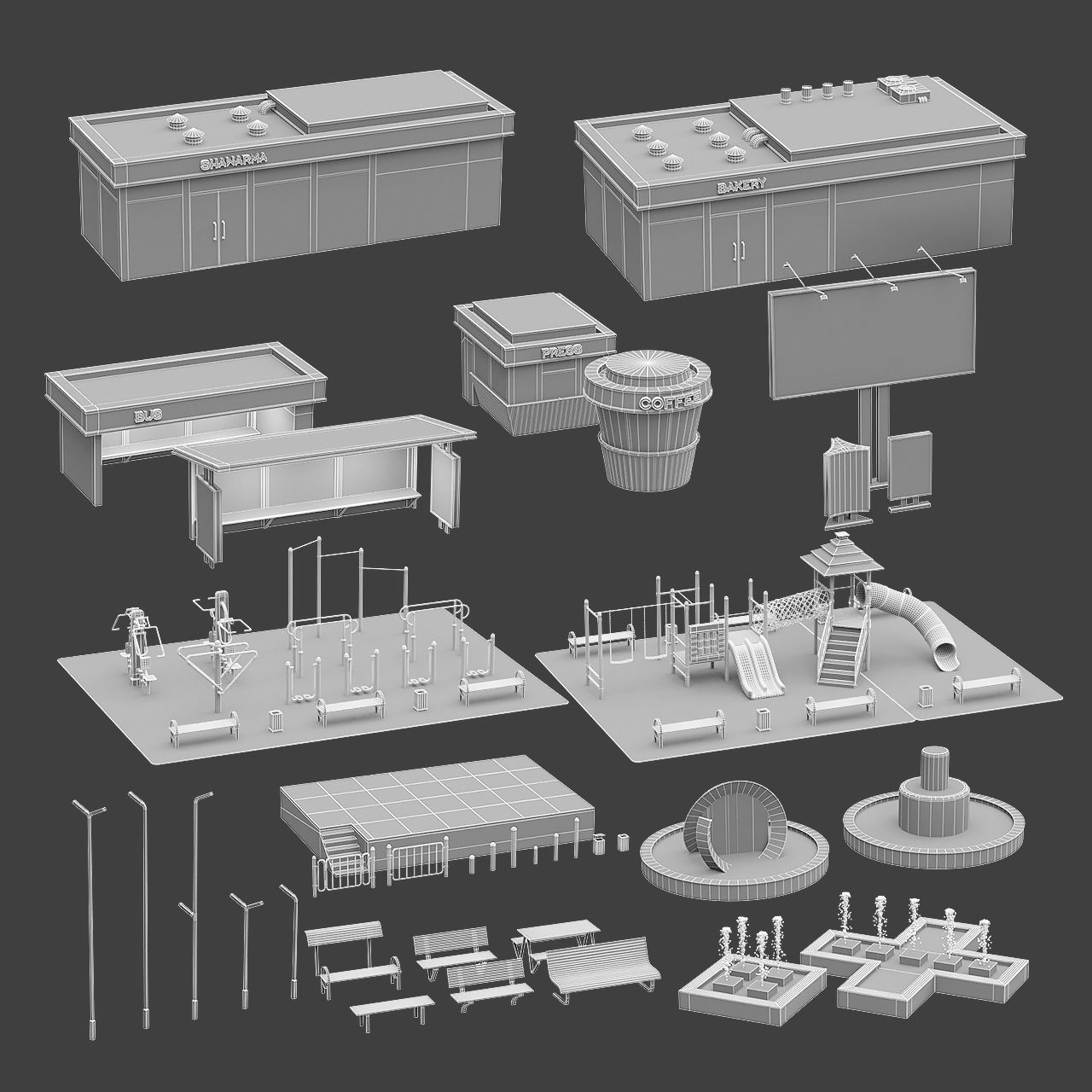 Exterior elements 3D model_1