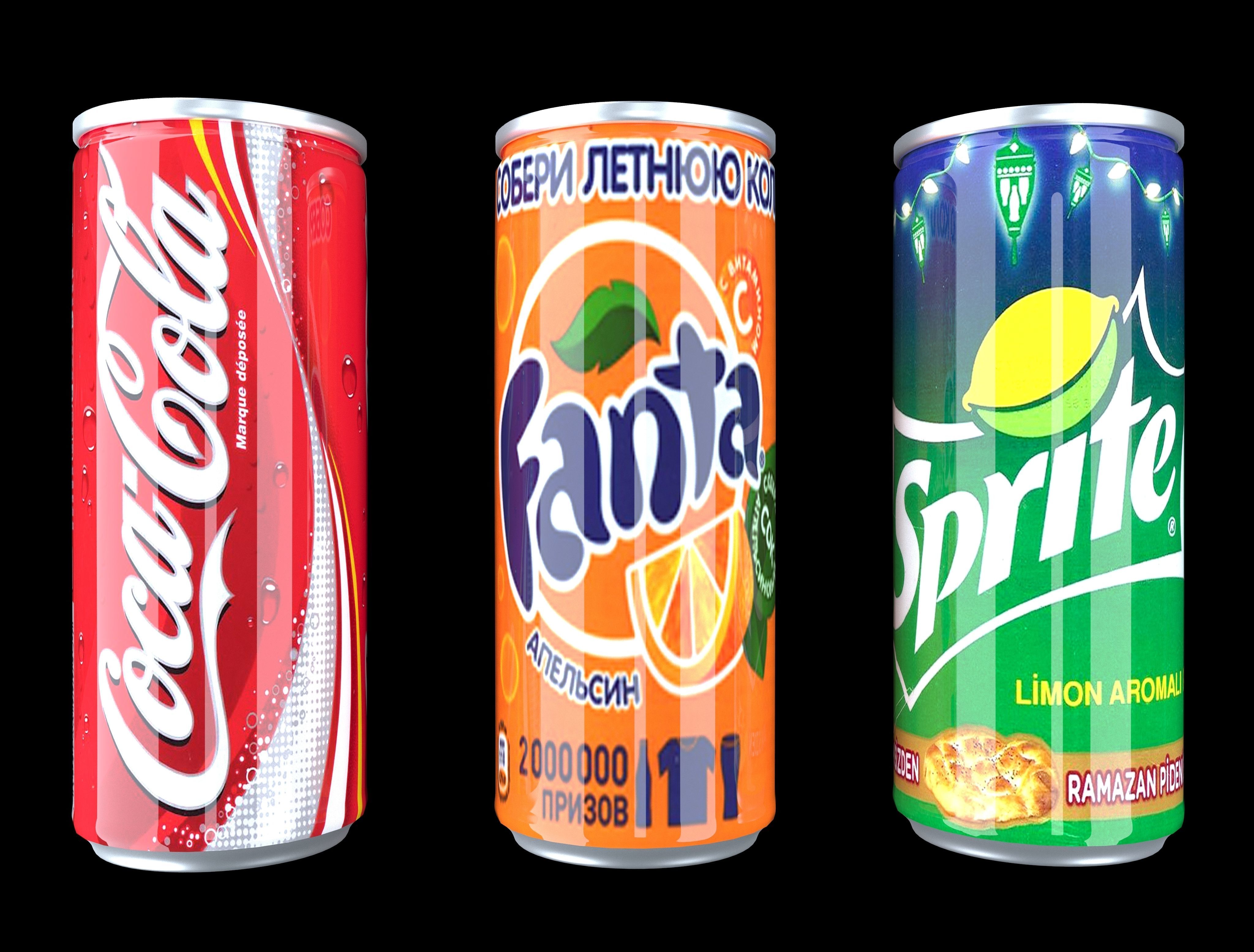 Coca Cola Fanta Sprite Cans  3D model_4