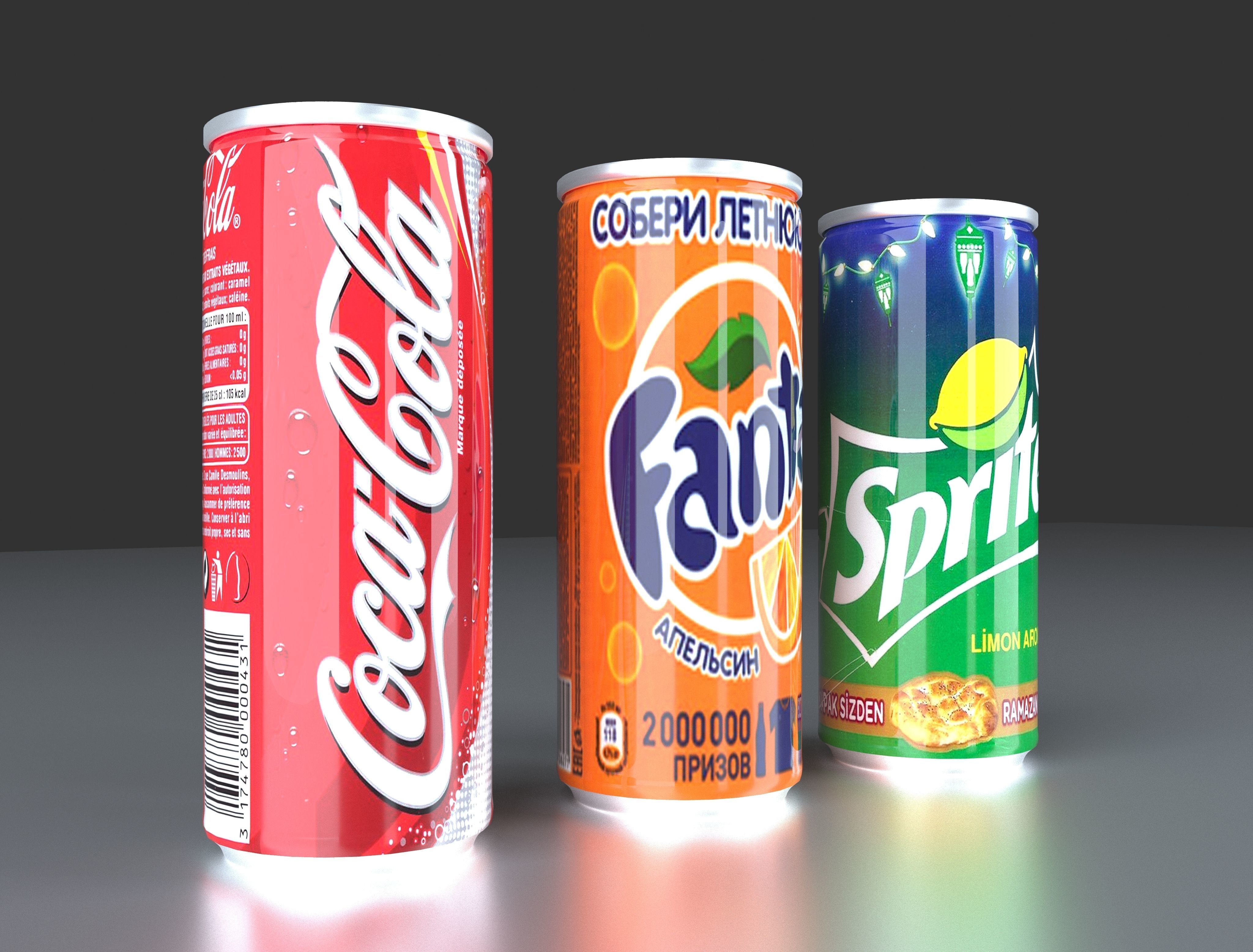 Coca Cola Fanta Sprite Cans  3D model_5