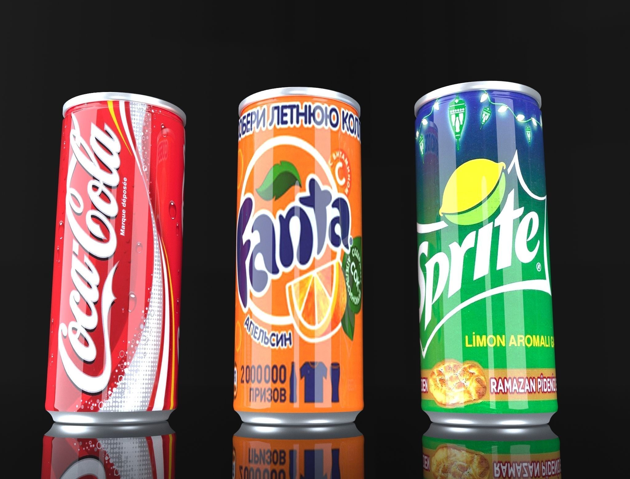 Coca Cola Fanta Sprite Cans  3D model_8