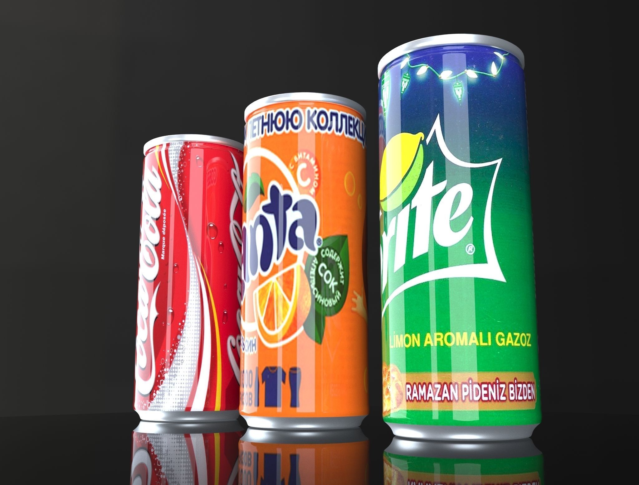 Coca Cola Fanta Sprite Cans  3D model_6