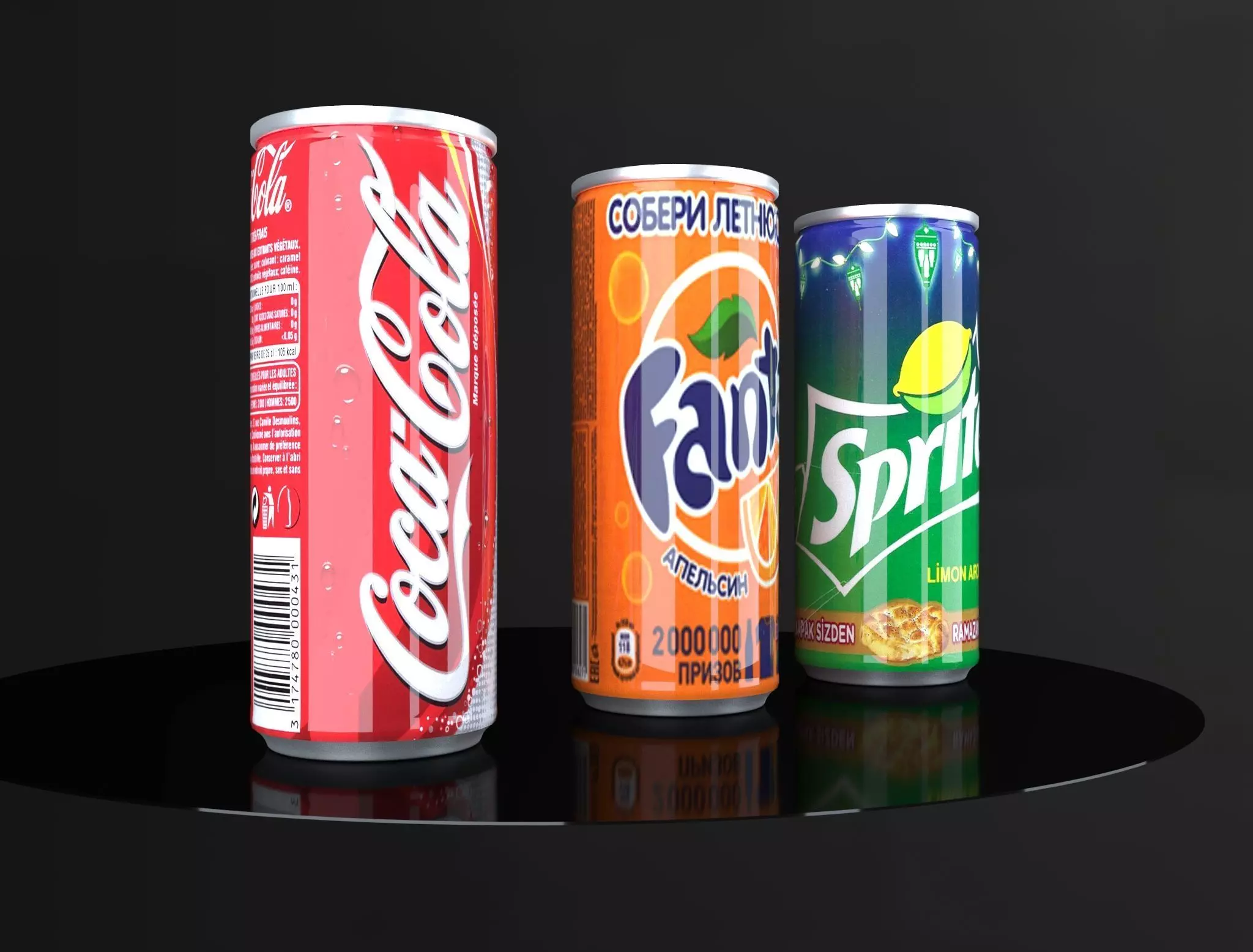 Coca Cola Fanta Sprite Cans  3D model_0