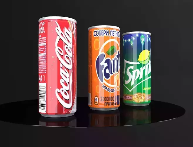 Coca Cola Fanta Sprite Cans  3D model