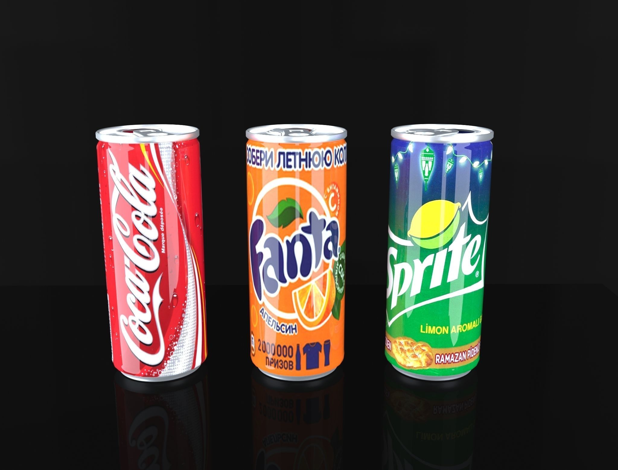 Coca Cola Fanta Sprite Cans  3D model_9