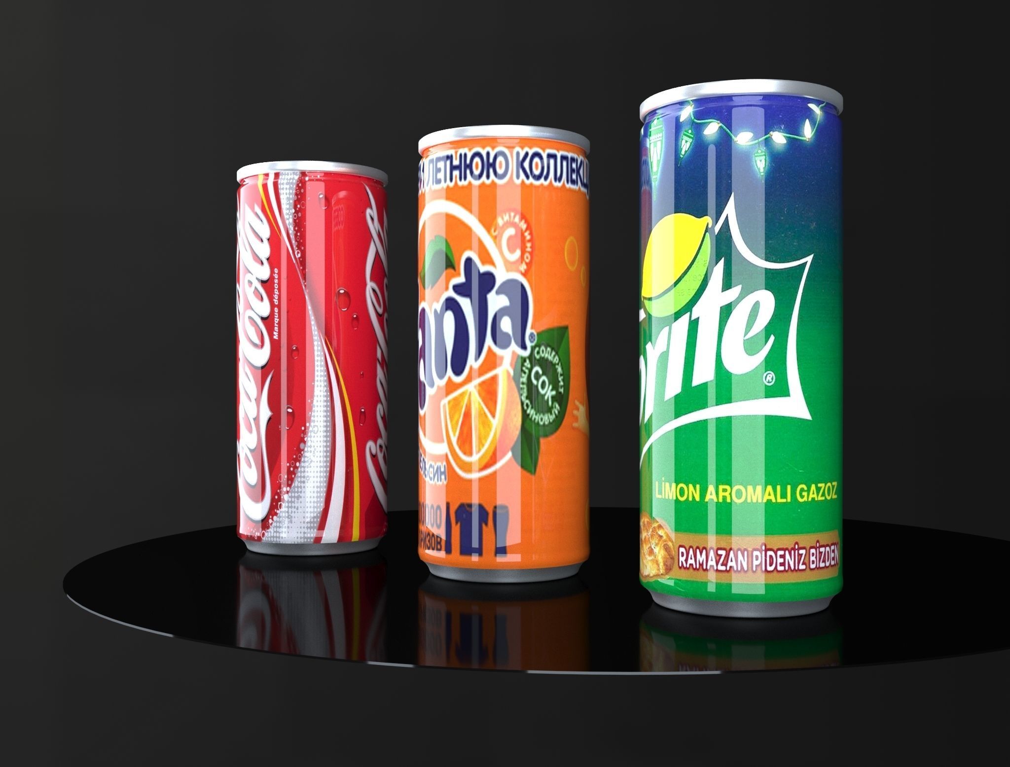 Coca Cola Fanta Sprite Cans  3D model_3