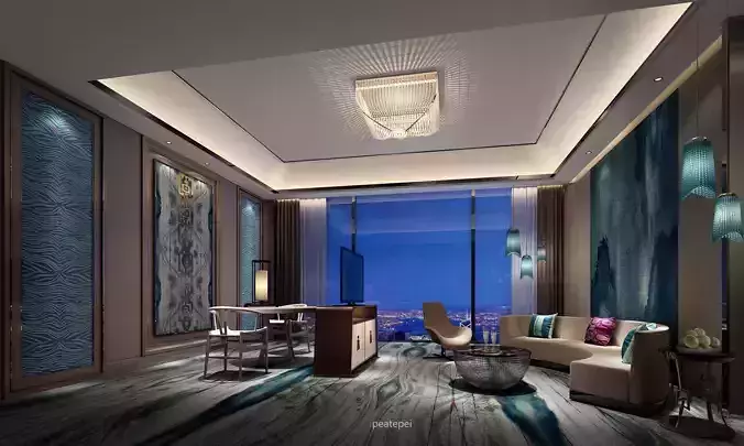  bedroom suite in hotel 3D model