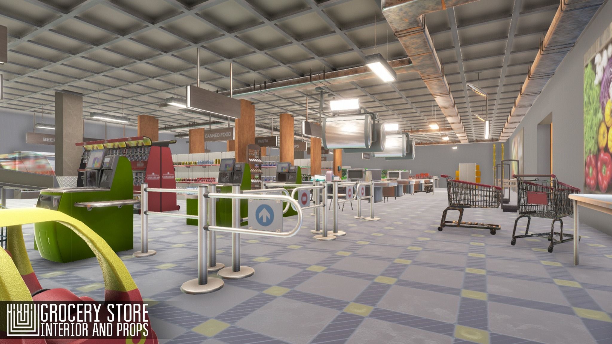 3D model Grocery store - interior and props VR / AR / low-poly | CGTrader