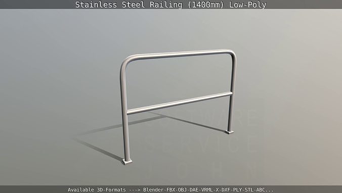 Stainless Steel Railing 1400mm Low-Poly Low-poly 3D model