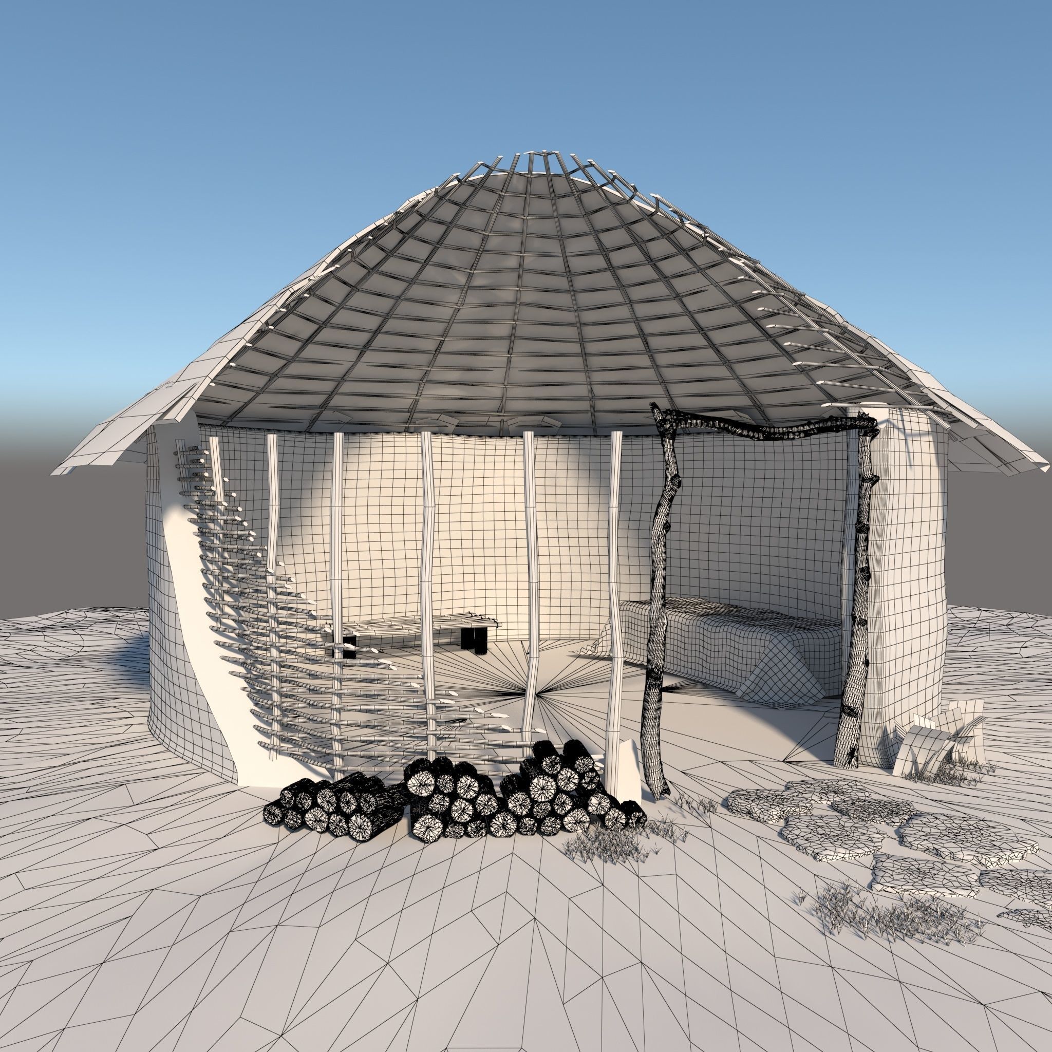 Neolithic structure open 3D model_5