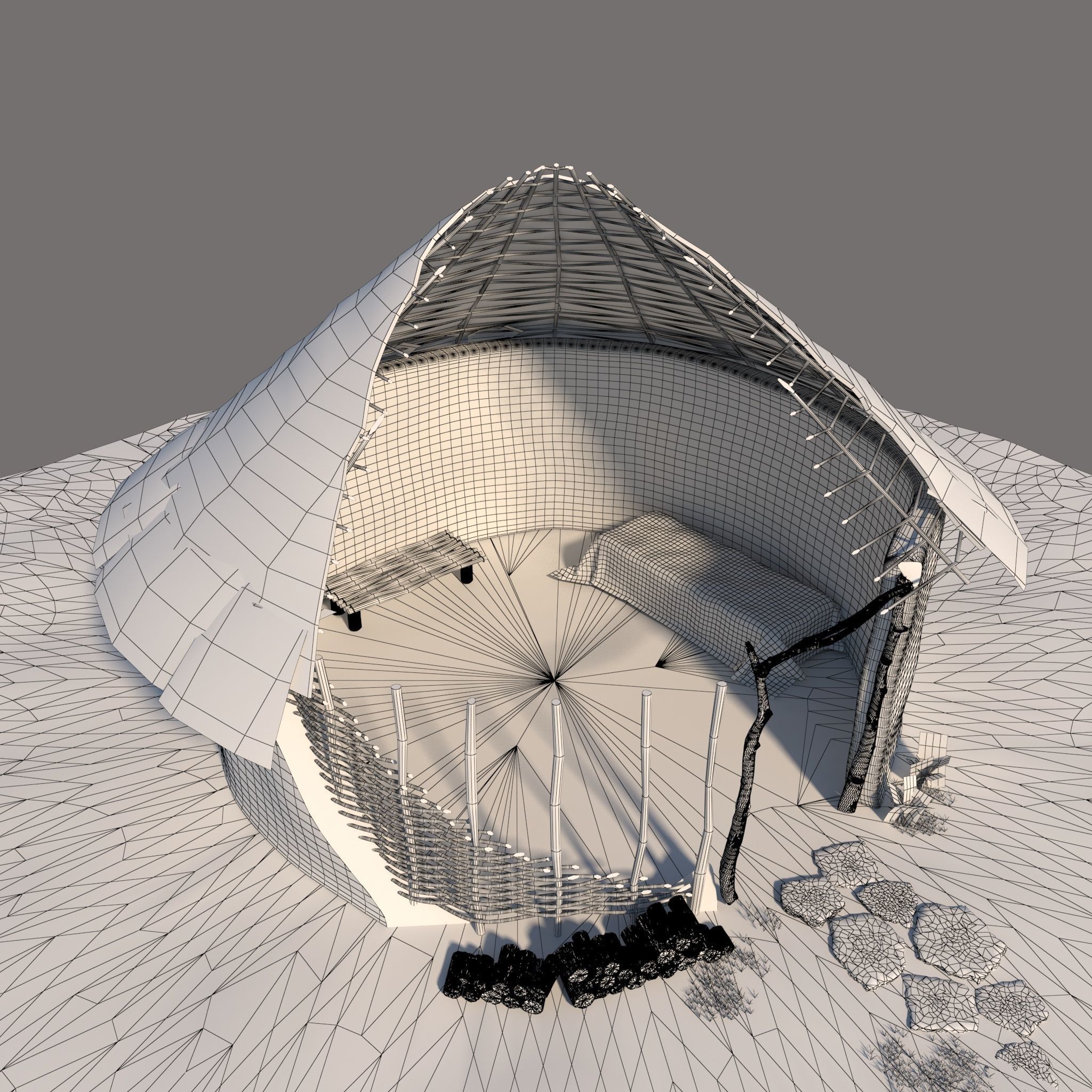 Neolithic structure open 3D model_1