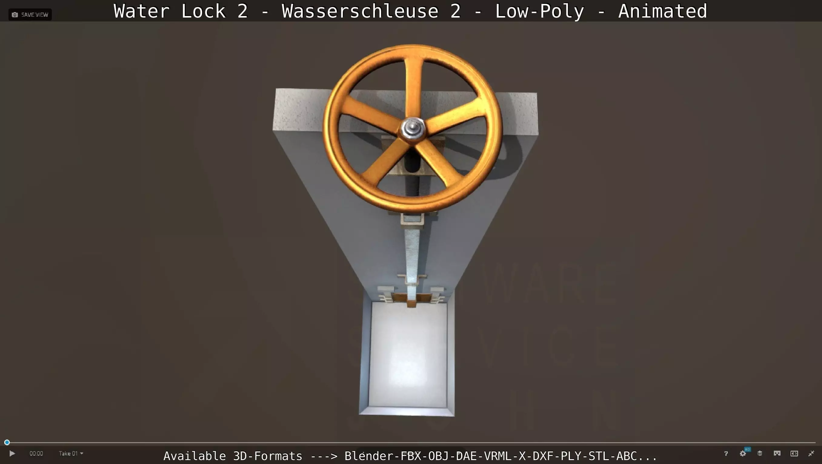 Water Lock 2 - Low-Poly - Animated Low-poly 3D model